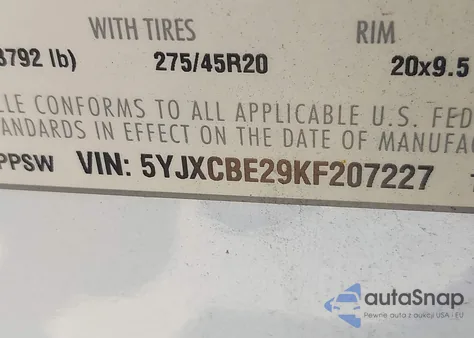 2019 Tesla Model X from USA, damaged, VIN 5YJXCBE29KF207227